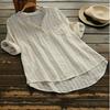Elegant Women Retro V Neck Long Sleeve Casual Loose Baggy Tunic Tops Blouse Plus Size