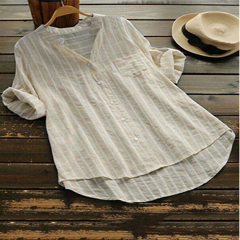 Elegant Women Retro V Neck Long Sleeve Casual Loose Baggy Tunic Tops Blouse Plus Size