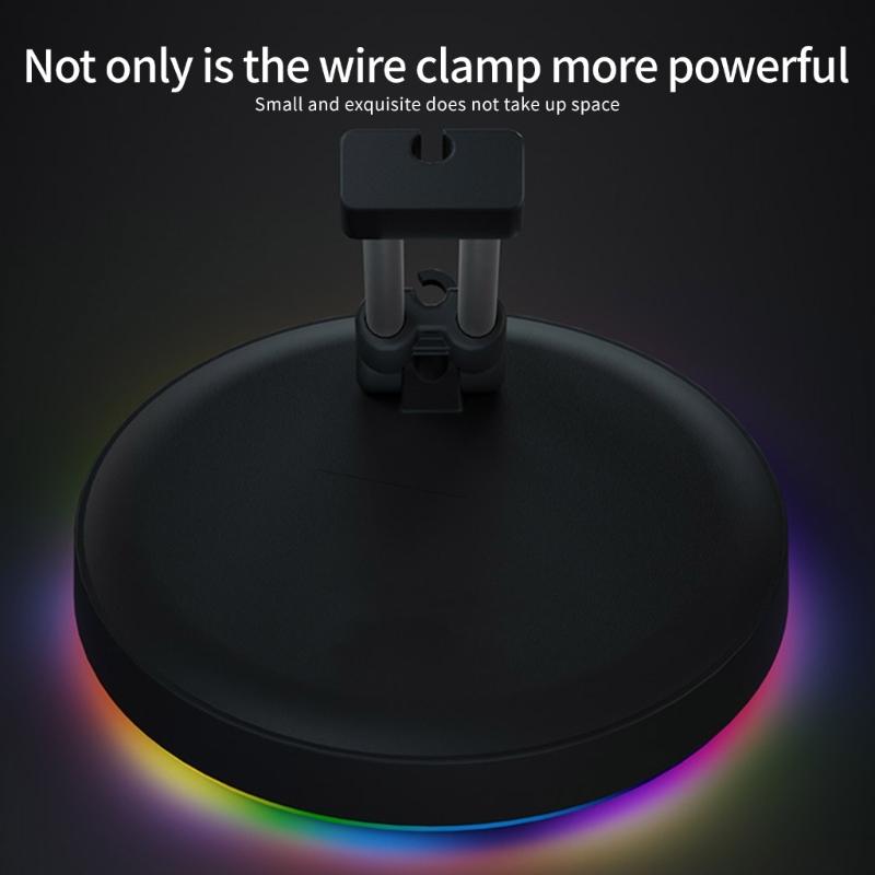 Ergonomic Mouse Cord Holder Featuring Color Lighting And Stable Metal Weighted Design Cable Holder For Gamers