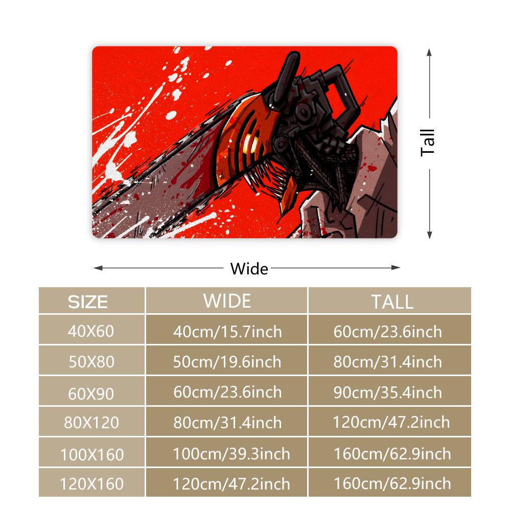 C-Chainsaw Man Floor Mat Bedroom Living Room Flannel Door Mat Non-Slip Home Decor
