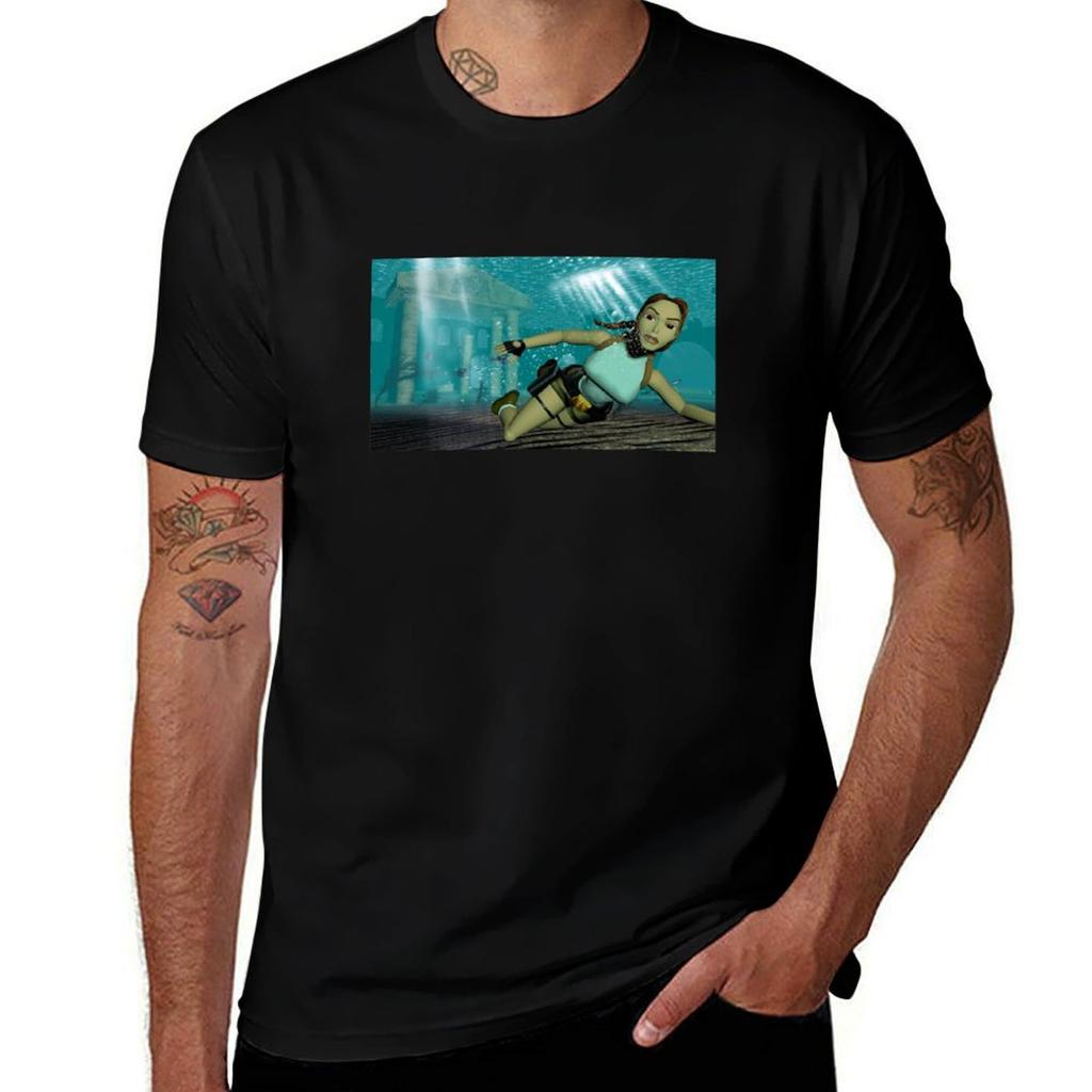 Classic Tomb Raider Lara Croft Underwater TShirt Work Wear Simple Tee Shirt