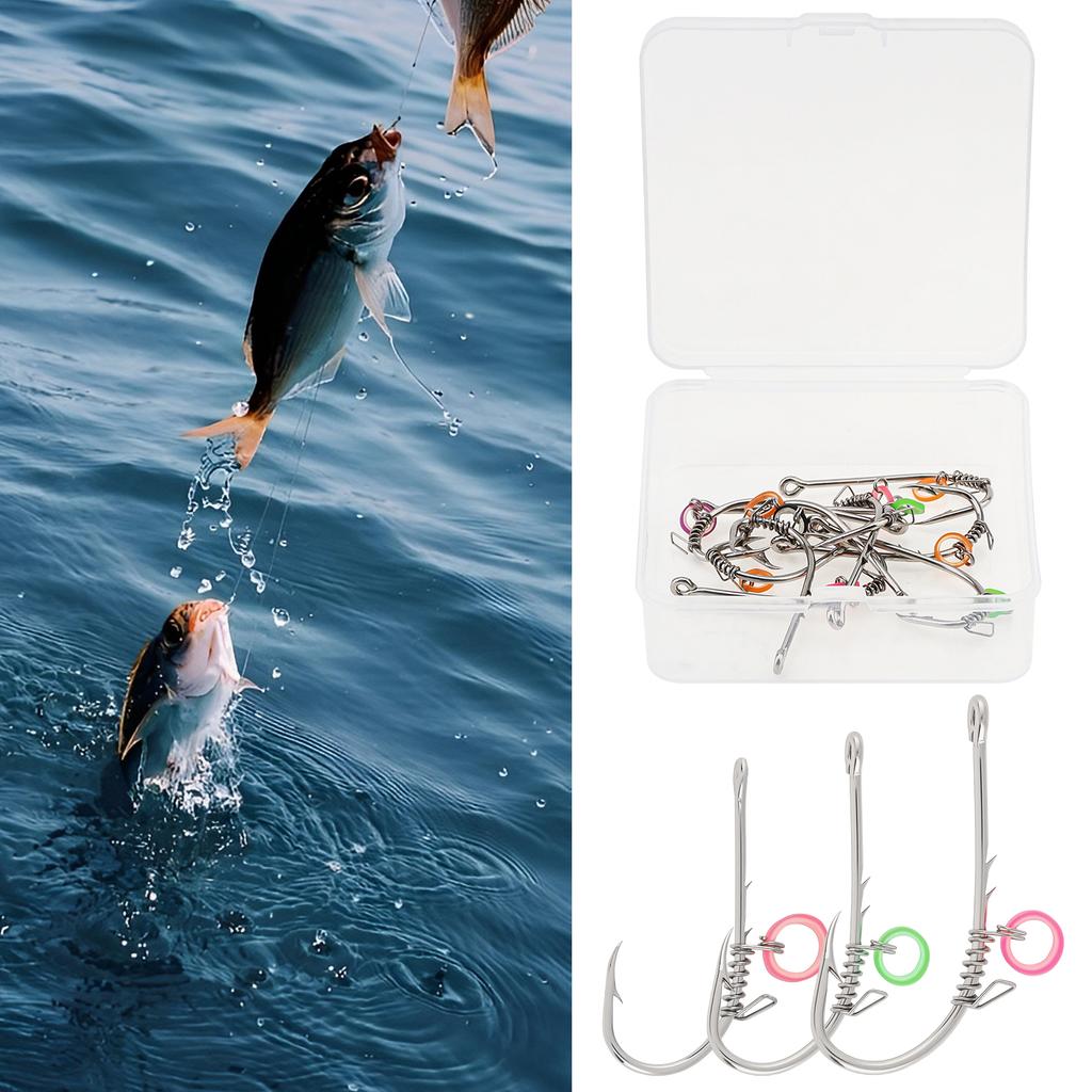 30pcs Carbon Steel Barbed Shrimp Hooks 2/0-4/0 Universal Freshwater Saltwater with Storage Box