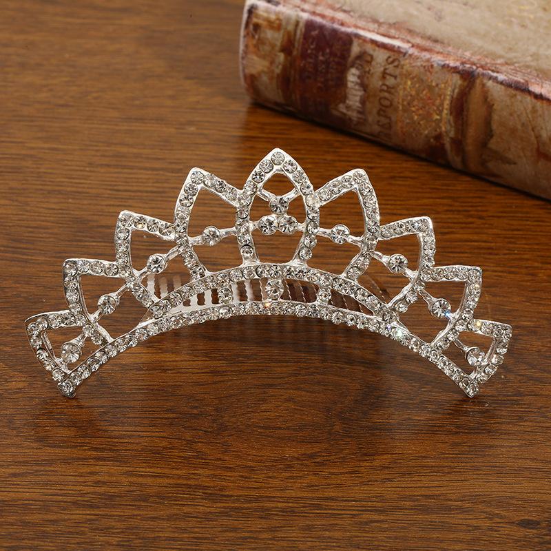 New Children's Crown Rhinestone Hair Accessories Princess Crown Girl's Birthday Alloy Comb Girl's Crown Tiara
