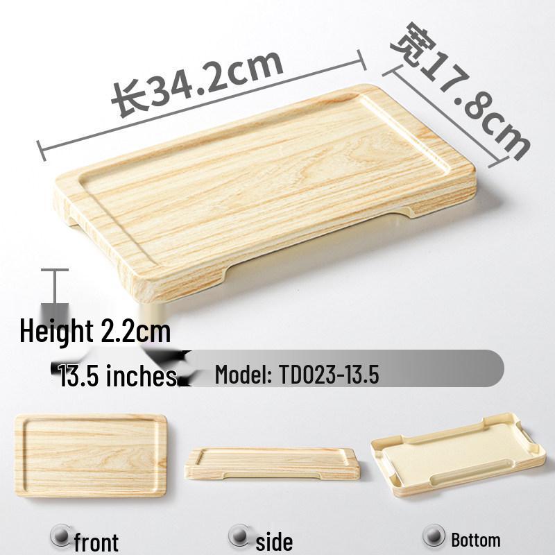 Xiangyuanmei Melamine Barbecue Hot Pot Side Plate - Imitation Porcelain Grill Pan with Wood Grain Design