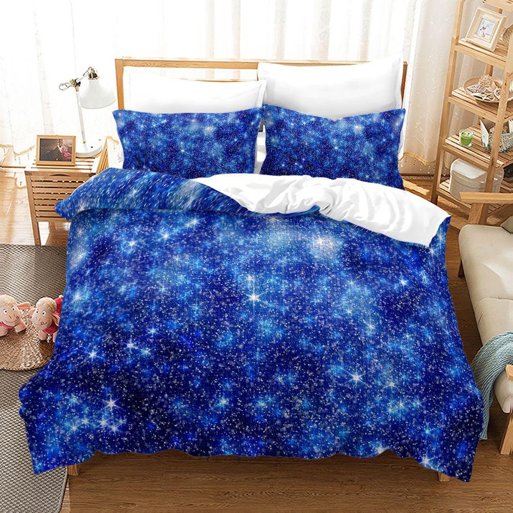 Gradient Duvet Cover Set Microfiber Rainbow Striped Glitter Sequins Quilt Cover Double Queen King Size 2/3pcs Comforter Cover