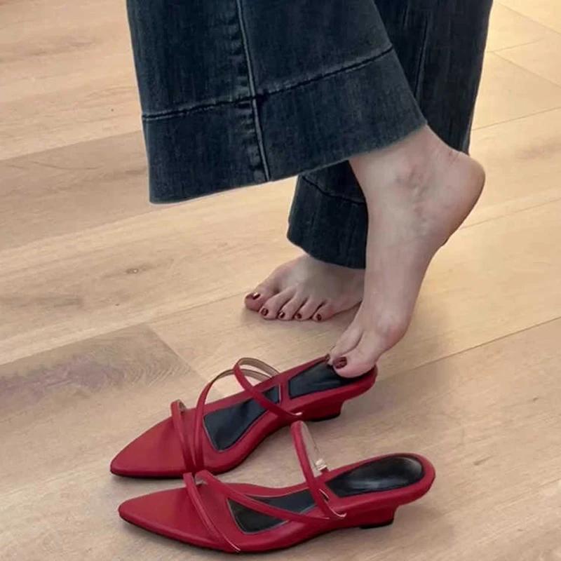 Fashion Summer Women Concise Thick Heel Slippers Outdoor Narrow Band Open Toe Slide Ladies Casual Dress Gladiator Sandalias
