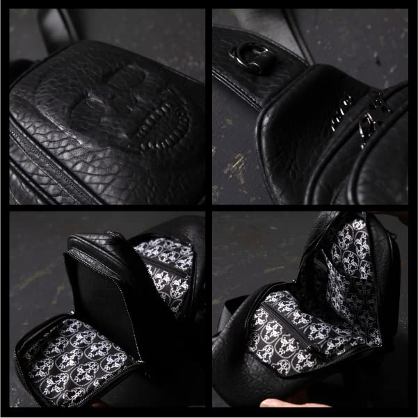 [BLACK JACKALL CROWN] Body Bag/waist Bag for Men and Women with Large Embossed Skull Decoration. Black Jackall Crown TH0208