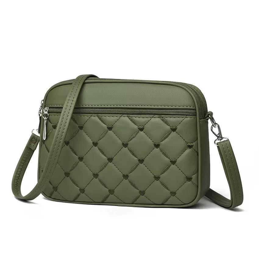 Damen Sling Schulter Kleine Quadratische Handtasche Neues Gestepptes Design PU Leder Umhängetasche Vielseitige Messenger Bag