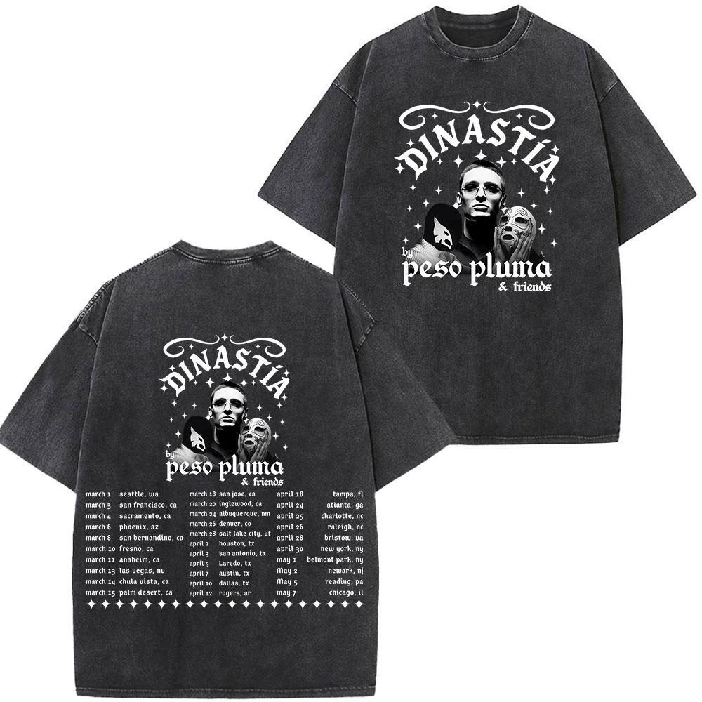 

Rapper Peso Pluma Tito Double P Dinastia Tour Print Tshirts Men Women Fashion Tshirts Cotton Casual Vintage Washed Tshirt S