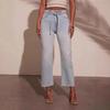 Women Fashion Casual Mid Waist Washed Straight Wide Leg Denim Jeans