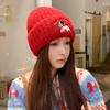 Cute Puppy Knitted Hat Autumn and Winter Face Small Hat Women's Lazy Wind Wool Hat Warm Ear Protection Cold Hat