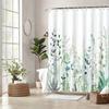 1pc Wildflower And Weed Shower Curtain with Natural Green Landscape, 70X70 Inch Polyester Shower Curtain, 12 Hooks.