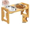 Adjustable Bamboo Dog Bowl Stand