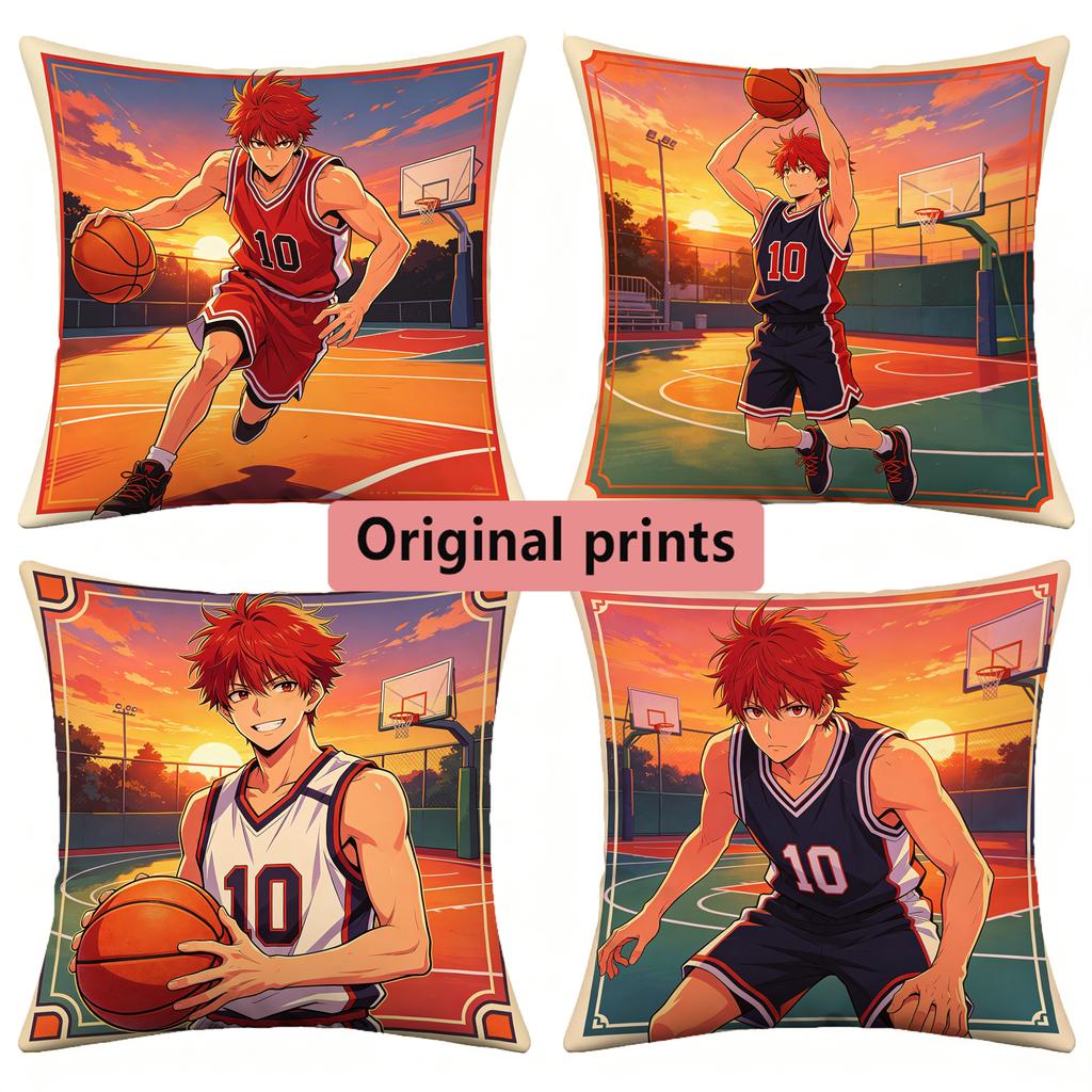 Anime Basketball Boy Throw Pillow Covers Pattern Cushion Cover Suitable for Sofa Bedroom Car Pillow Cover