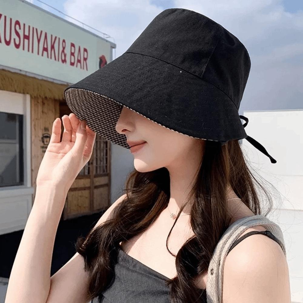 Double-Sided Fisherman Hat Wide Brim Bucket Cap Casual Sun Hat Women