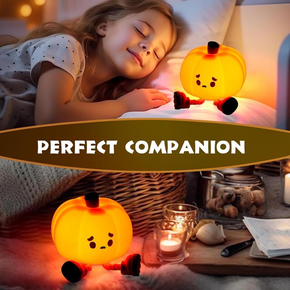 Pumpkin LED Lamp Silicone Dimmable Bedroom Nursery Nightlight Rechargeable Bedside Touch Lamp Woman Kids Office Desk Birthday Gifts Halloween Decor