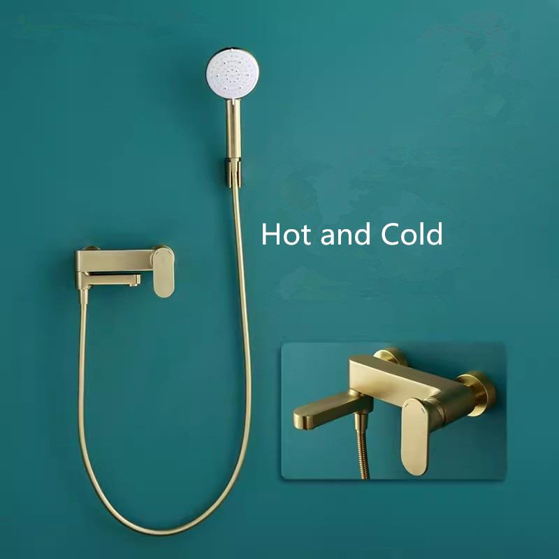 Brushed Gold Bathroom Shower Faucet Set Bathroom Wall Mounted Solid Brass High Quality Bathtub Shower Set