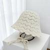 Early spring new hollow knitted bucket hat mesh thin sunshade sunscreen basin hat shows small face