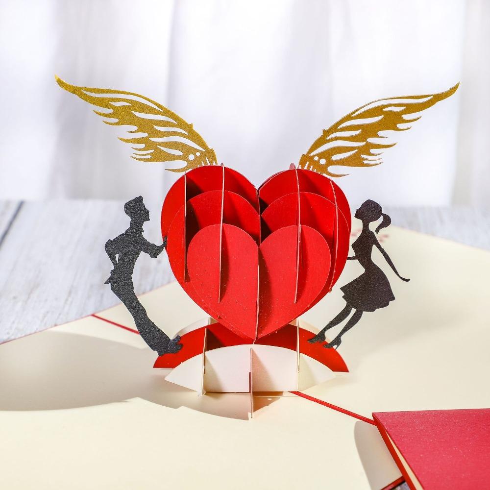 

Paper Flying Love Greeting Card Foldable Invitations Cards 3D Pop-Up Gift Card Birthday Party Gift Love