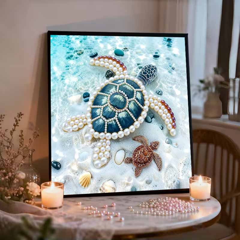 Turtle Full 5D DIY Pearl Gem Art Diamond Painting Kits for Adults/Beginners Gift Idea Home Decor 11.81x11.81in