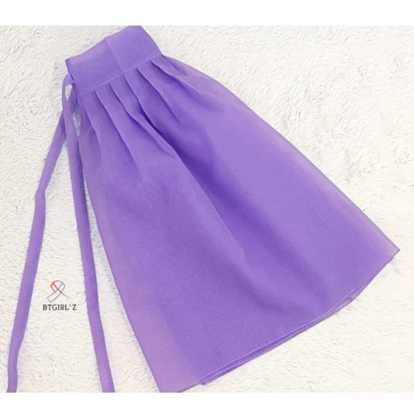 Hanbok Tradizionale per la Vita, Gonna Norean, Viola, lunghezza totale - 65cm