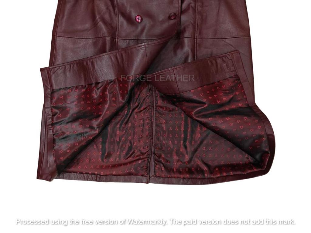 Trench Coat Handmade Lambskin Burgundy Genuine Leather Casual Soft Fit New Women