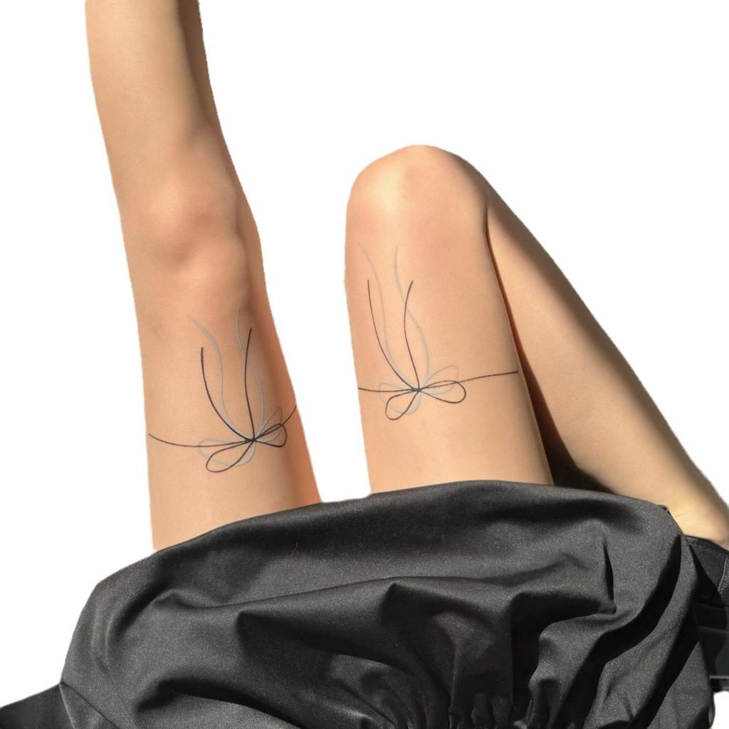 Sexy Lace Bow Ultra-Thin Women Tights Stockings Retro Bowknot Print Pantyhose Spring Summer Nylon Silk Women Tights Stockings