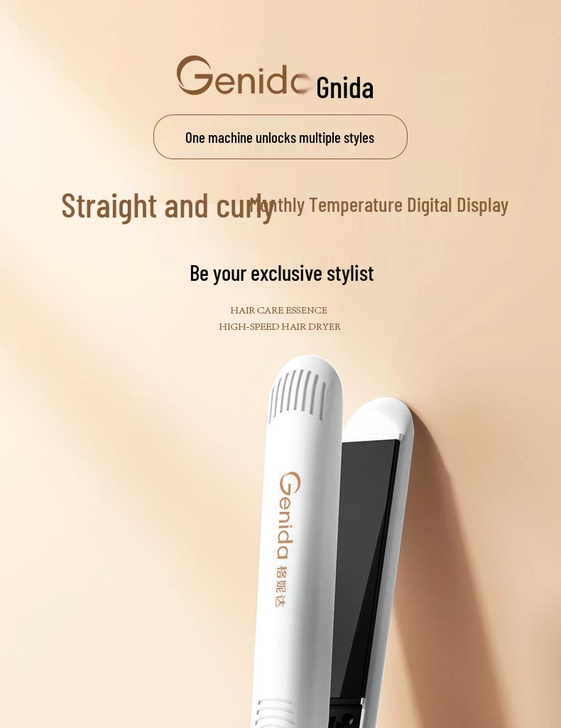 Dual-Function Curl & Straight Hair Iron with Digital Temp Control & Ionic Care