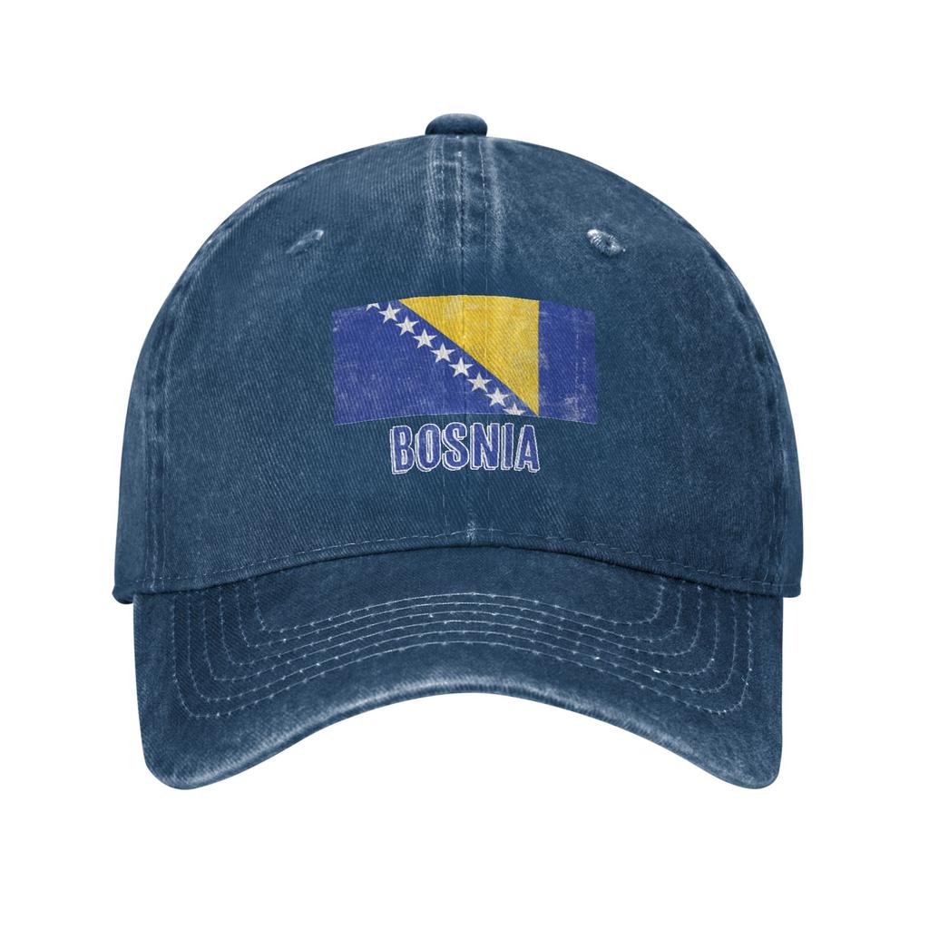 Vintage Retro Flag of Bosnia Herzegovina Grunge look Retro Denim Washed Baseball Cap Women Cowboy Dad Hats Men Rock Trucker Cap