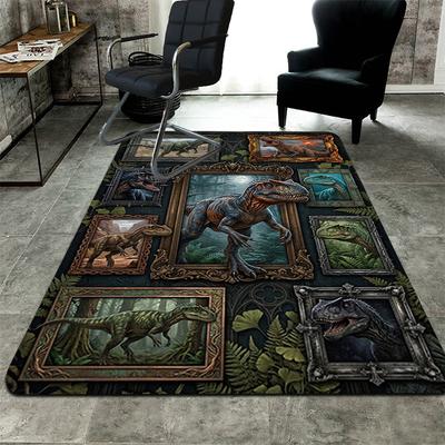 Dinosaur Collection Pattern Rug Floor Mat for Living Room or Bedroom Soft and Comfortable Carpet a Gift for Birthday and Holiday.