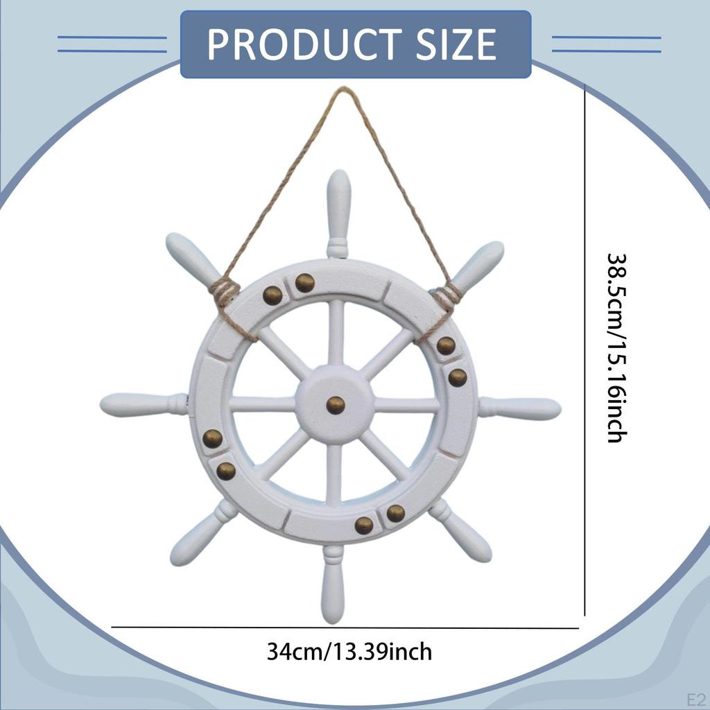 Boat Ship Steering Wheel Rudder Hanging,Ornament Beach Theme Decor Wall Art Wooden for