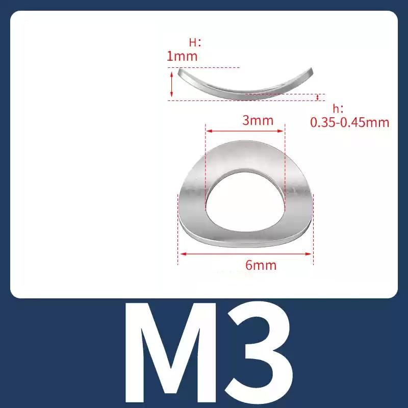 

Нержавіюча сталь 304 Вигнуті шайби M1.7 M2 M2.5 M3 M4 M5 M6 M8 M10 Хвиляста пружинна шайба 50pcs