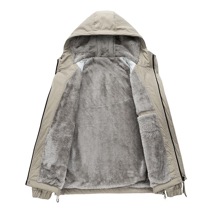 Autumn and Winter Fleece Jacket Men's Hooded Thickened Warm Fat Jacket Men's Cotton-padded Jacket Men's Coat