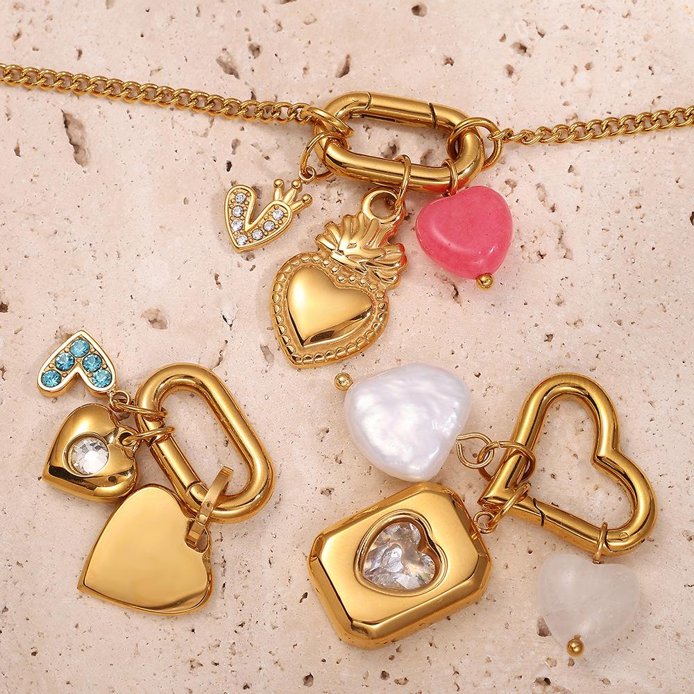  DIY Stainless Steel Gold Color PVD Plated Heart-Shaped Pendant Accessory for Handmade Jewelry Making Wholesale
