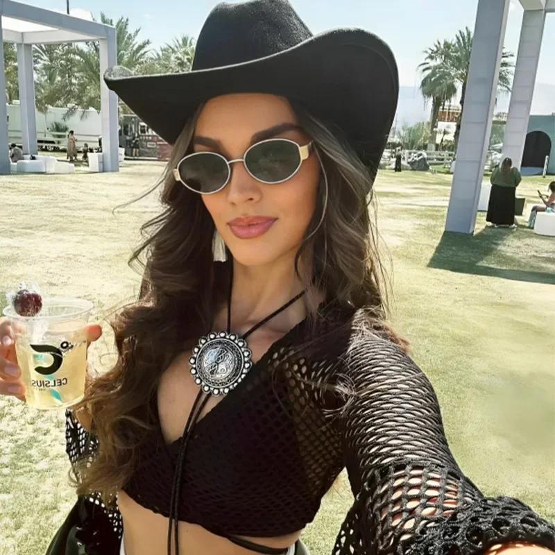 New Oval Frame Sun Protection Sunglasses Retro Travel Wear Simple Uv Resistant Glasses Small Frame Eyeglasses