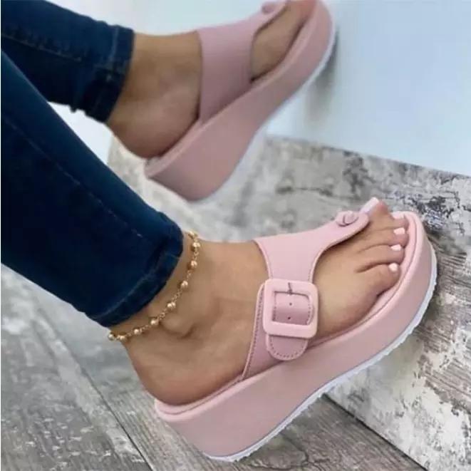 Mode Frauen Keile Sandalen Sommer Casual Muffin Slip auf Plattform Flip-Flops Damen Sandalen Party Peep Toe Sandalen