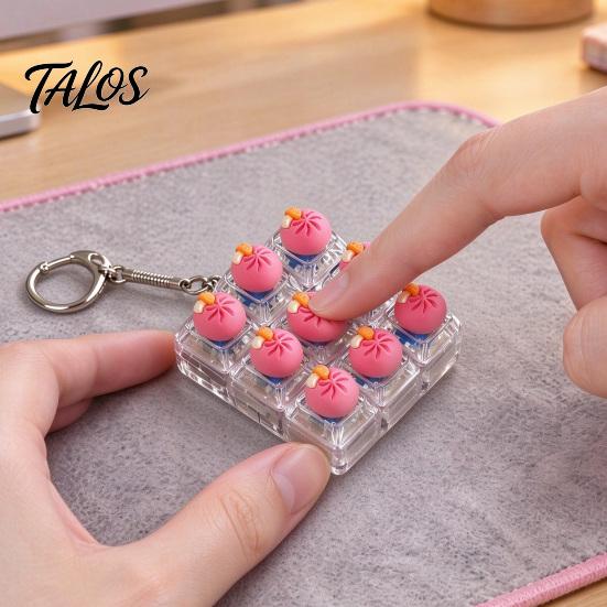Creative Gifts for Stress Relief Dumpling Keycap Fidget Toy, Soft Squeeze Pendant with Keychain, Light Up Keychains Cute Bun Bag Charm Anxiety