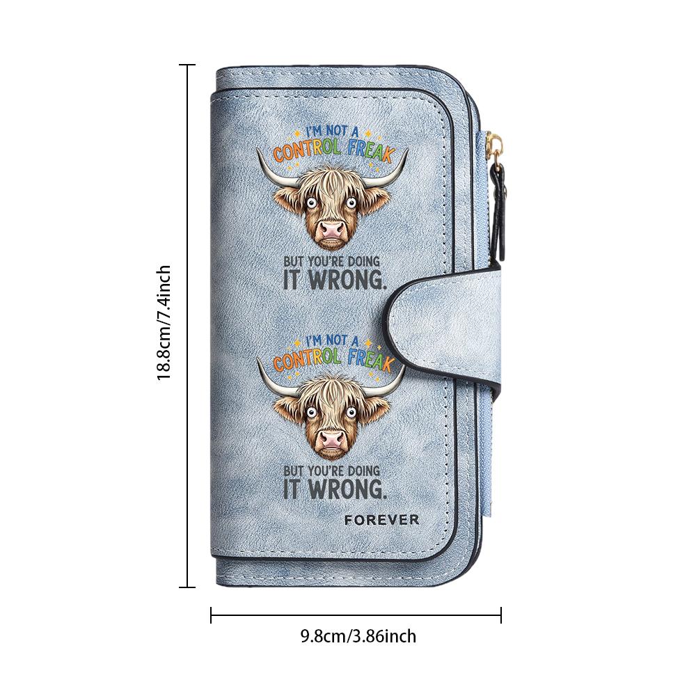 Highland Cow Print Wallet Portable Leather Card Holder Funny Fashion Purse