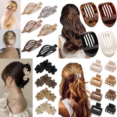 Matte Hair Clips for Women and Girls - Rectangle and Double Row Small Claw Clips for Thin/Medium Fine Hair - Nonslip Jaw Clips