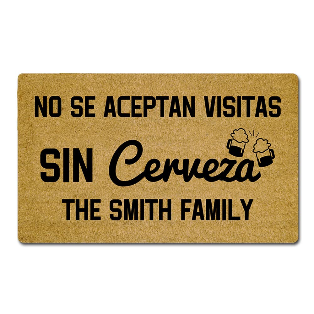 Geen Bezoekers Geaccepteerd Zonder Bier Deurmat Familienaam Deurmat Antislip Rubberen Achterkant Vloermat Decoratief Tapijt Entree 24x16 Inch