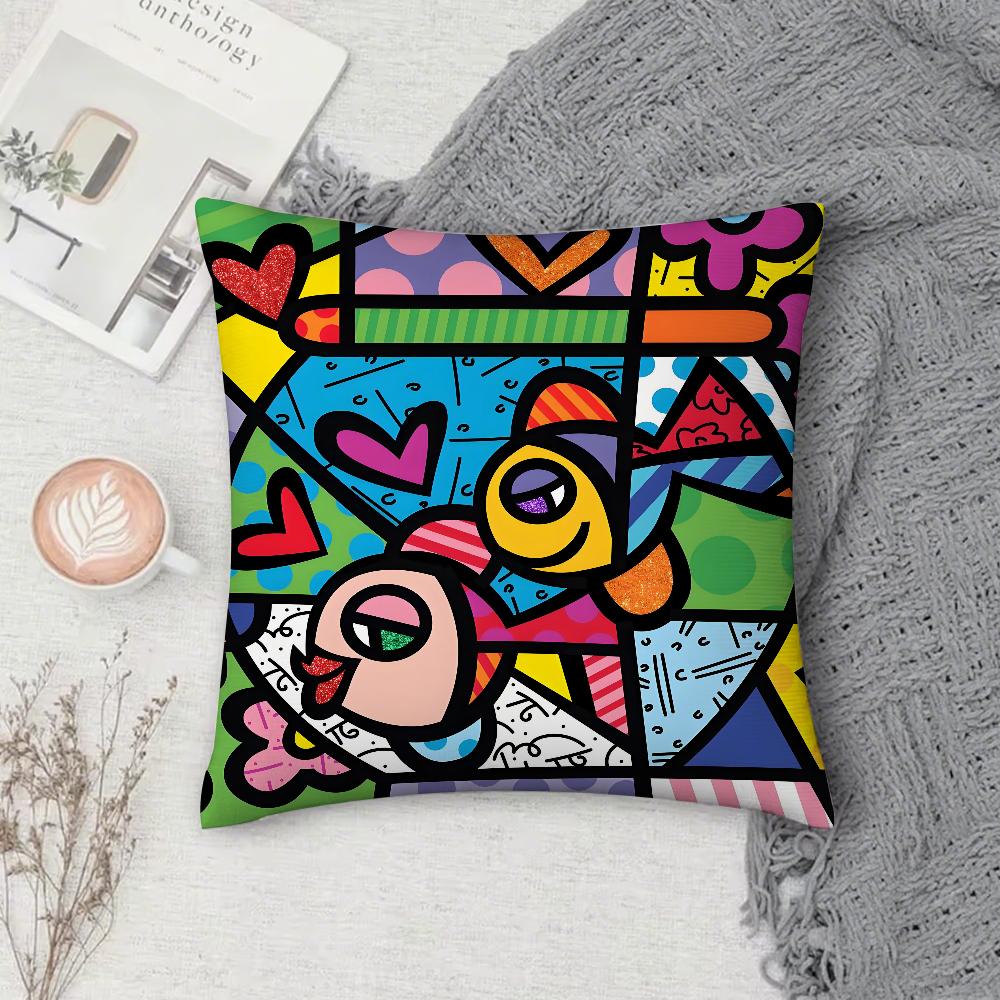 B-Brittos Kissenbezug, quadratisch, doppelseitig bedruckt, Kurzplüsch, Sofakissenbezug, Nachttischkissen