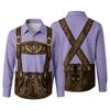 Camicia da uomo per l'Oktoberfest con stampa 3D, vestibilità larga, manica lunga, colletto, casual, stile vintage, traspirante, per lavoro, festival all'aperto, festa
