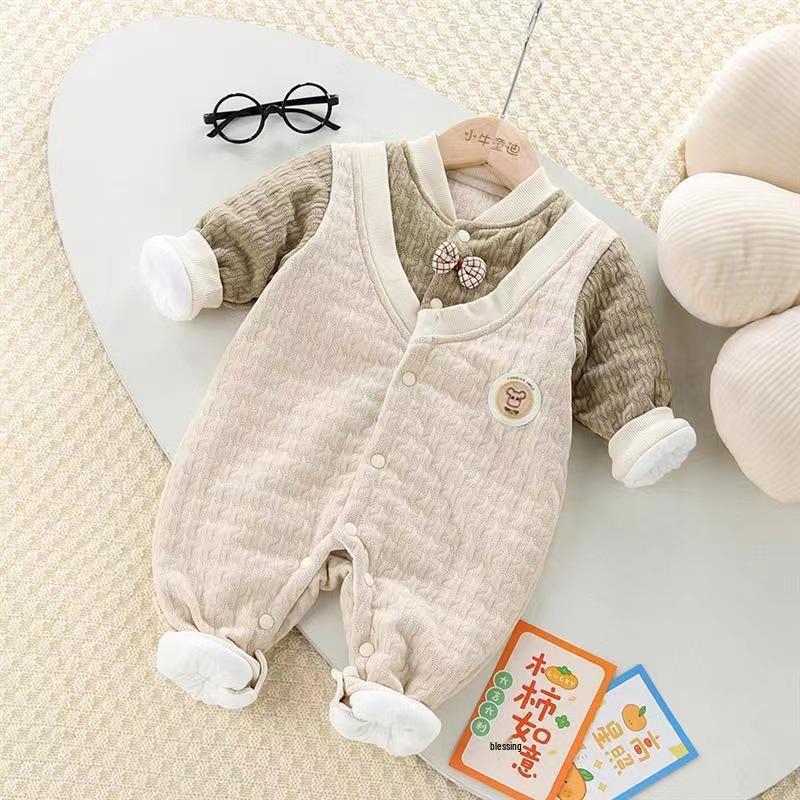 Baby Gentleman Onesie - Warm Cotton-Padded Autumn/Winter Outfit for Infants