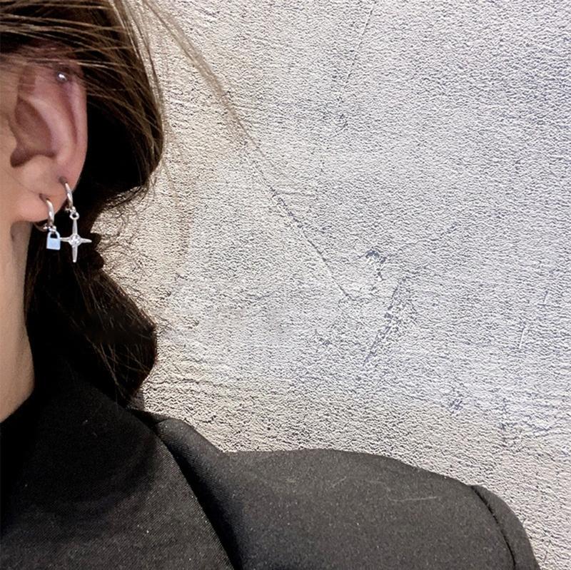 Set de Pendientes Retro Color Plata Envejecida Metal Borla Cadena Pendiente Irregular Geométrico Pendientes de Aro para Mujer Chica