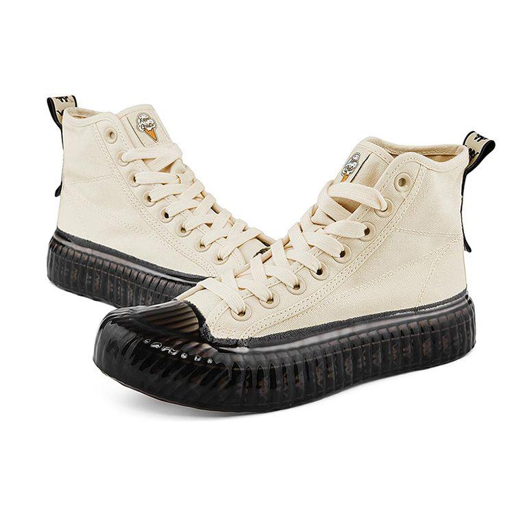 Kappa Logo High-Top Slip-Resistant Durable Canvas Shoes Unisex Sneakers White Black K0AW5VS15-024A