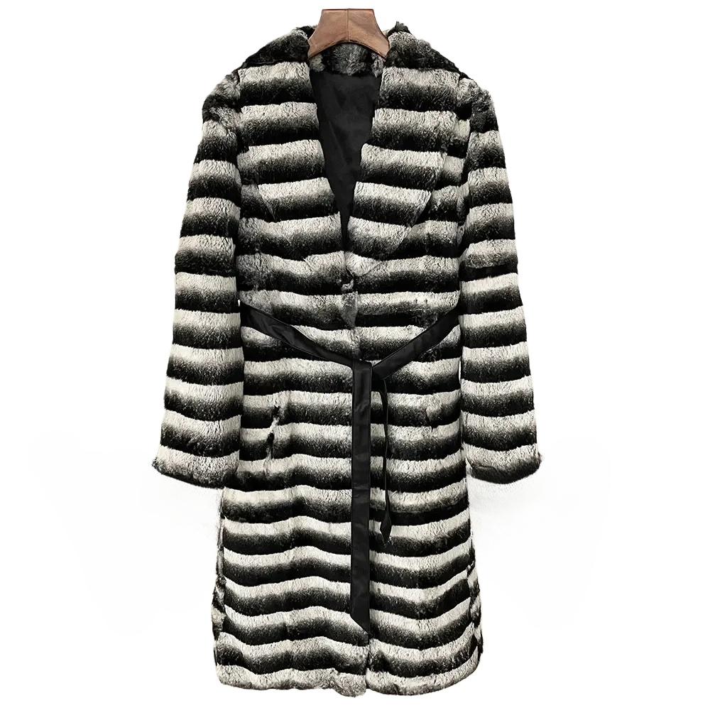 OFTBUY 2024 Winter Fashion Thickened Warm Long Natural Lazy Rabbit Fur Coat Women's Luxury Genuine Fur Coat Casual Loose