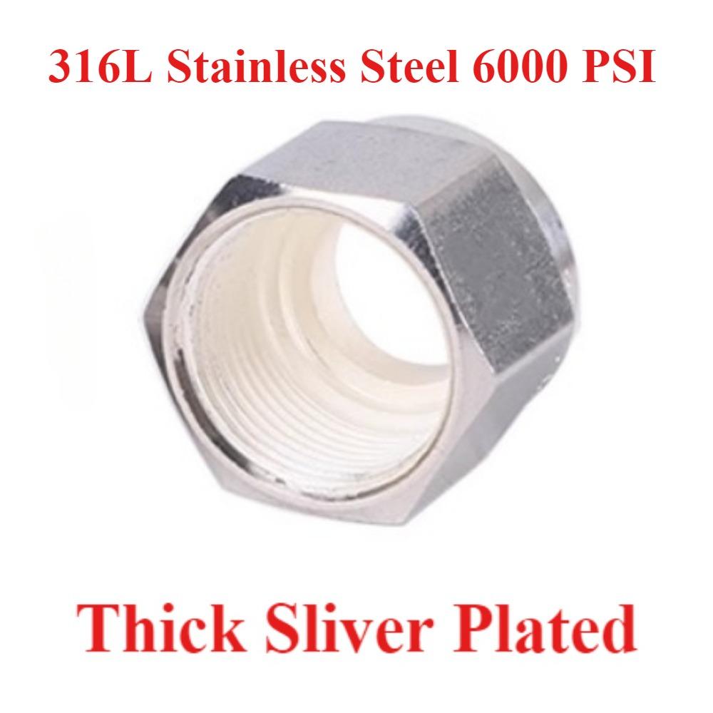 All Sizes 2-25mm 1/16-1" OD Compression Tube Union Replace UNF Thread Lok Nut 316L Stainless Steel Pipe Fitting Fitting