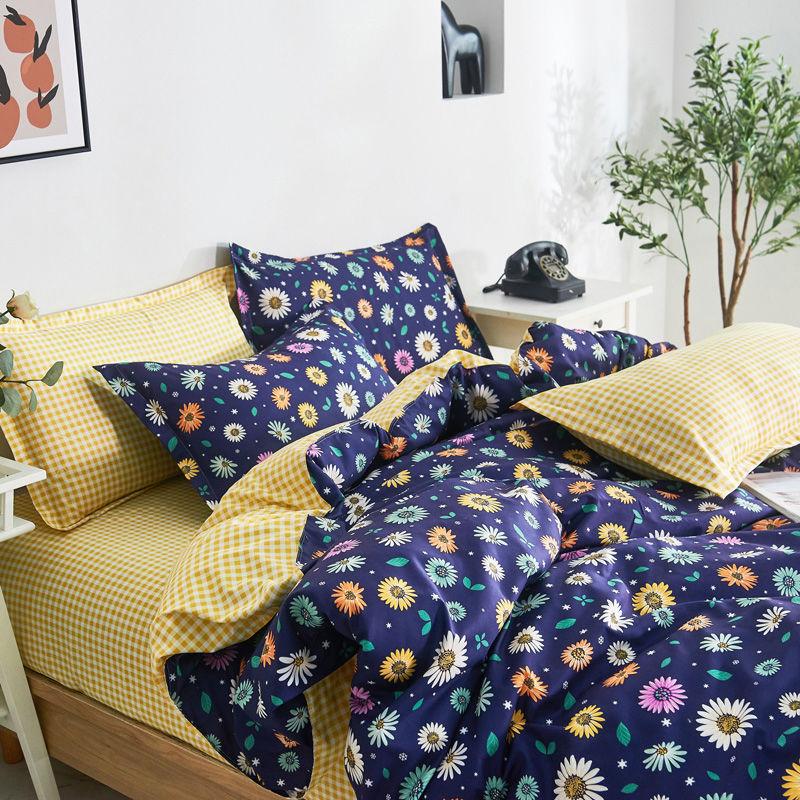 Four-piece Bedding Washed Cotton Single Double Student Three-piece Bed Linen Quilt Cover Pillowcase