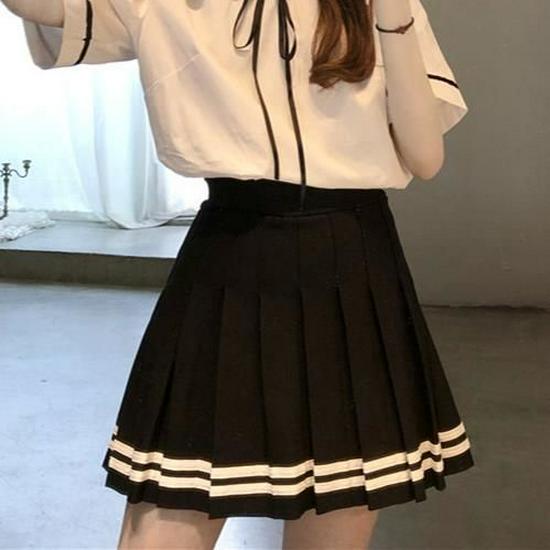 

Women s French Navy Collar Shirt & Pleated Skirt Set - Fresh JK Campus Style XS (Recommended under 80 jin)
