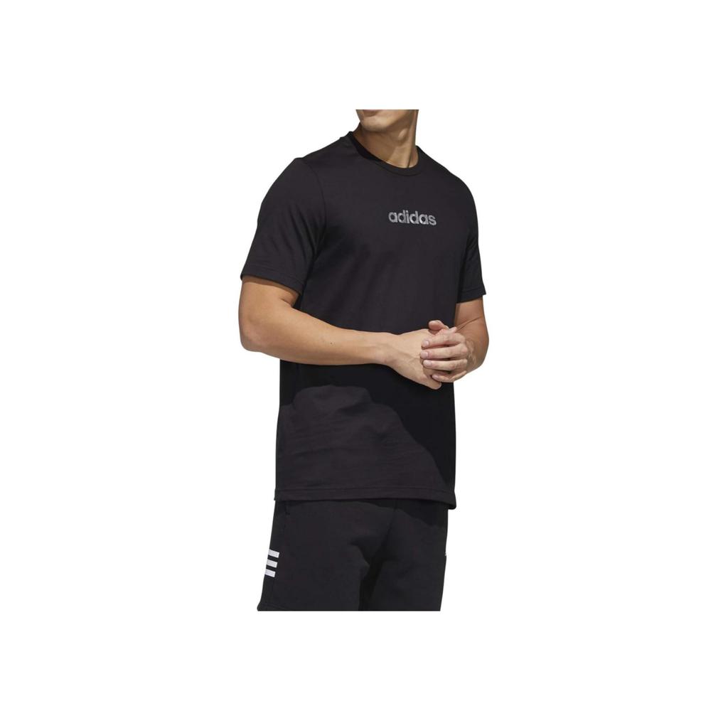Adidas Logo Front Sports Style Solid Short Sleeve T-Shirt Men Tops Black GD5438